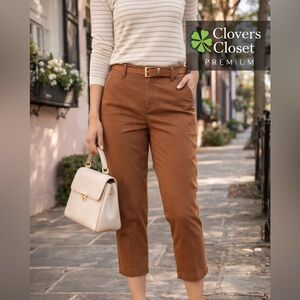 Talbots Brown Capri Pants Size 8 Stretch Cotton Cropped Career Casual